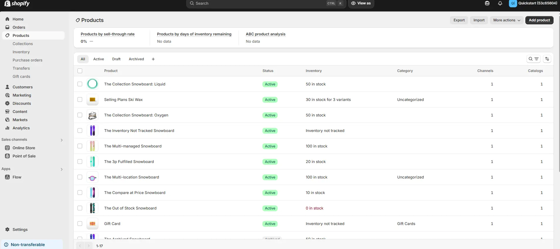 Shopify products